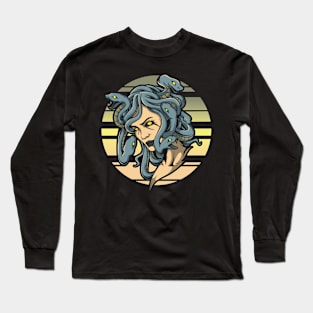 Medusa Head Art Greek Graphic Vintage Gorgon Illustration Long Sleeve T-Shirt